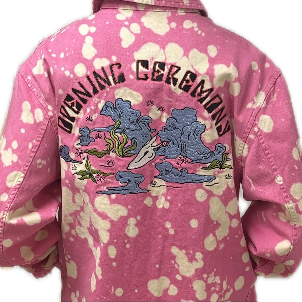 Opening Ceremony $425 Scorpion Coach Pink Splotch Print Embroidered jacket S Y2K